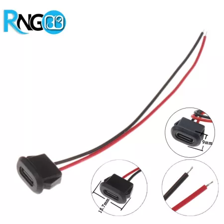 کانکتور USB Type-C مادگی روپنلی بیضی سیم دار | قطعات الکترونیکی | | پژوهشگران الکترونیک و رباتیک